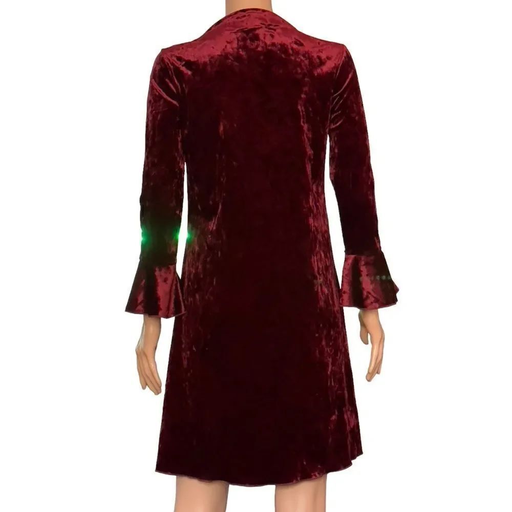 LC Lauren Conrad Red Wine Velvet Shift Dress SMALL - Picture 3 of 13
